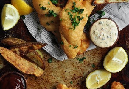 Golden fried carp fries.
