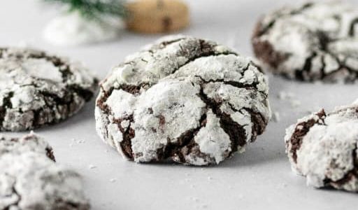 Chocolate cookies covered in sugar.