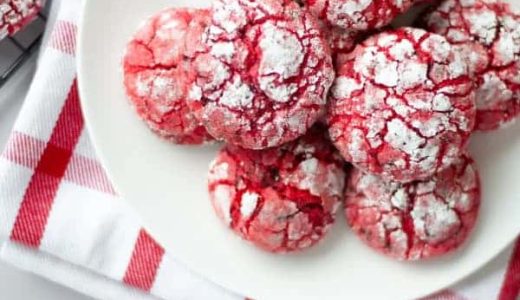 Cherry cookies with sugar on a plate.