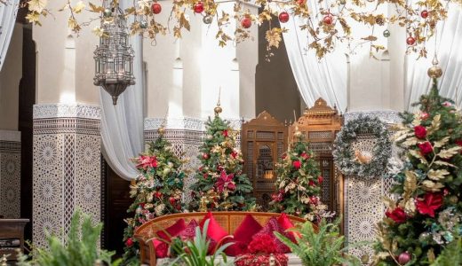 Lavishly decorated Christmas room.