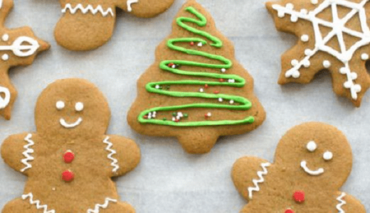Gingerbread cookies on baking paper