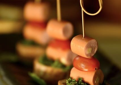 Garnished with canapés