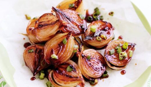 Glazed onion with balsamic on a plate
