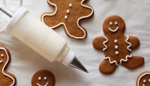 Gingerbread men decorated with sugar icing.