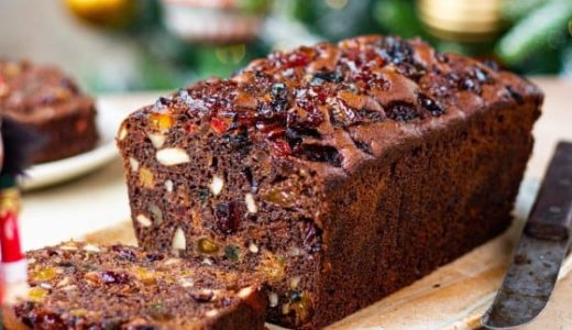 Dark colored bishop's bread.
