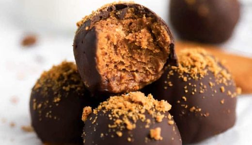 Lotus balls covered in chocolate.