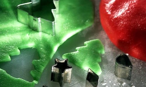 Linnaeus marzipan cookies in the shape of a Christmas tree.