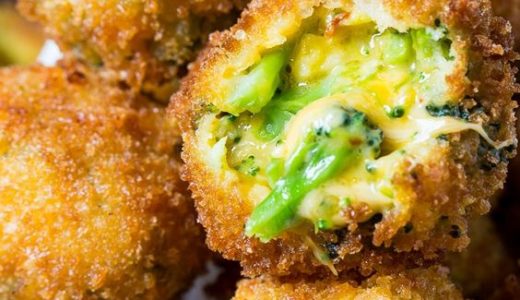 Fried balls with cheese and broccoli.
