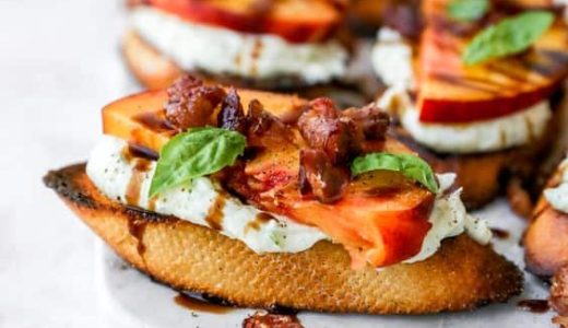 Toasted sandwiches with peach and cheese.