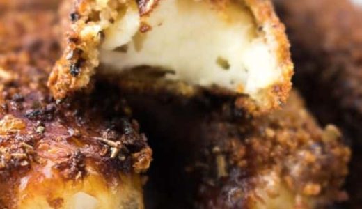 Cheese fries covered in breadcrumbs and fried until golden.