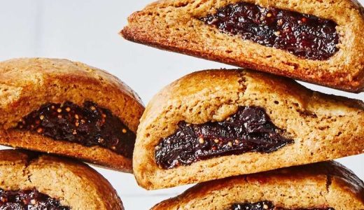 Bright squares filled with fresh figs.