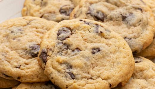 Christmas cookies with chocolate chips on a plate.